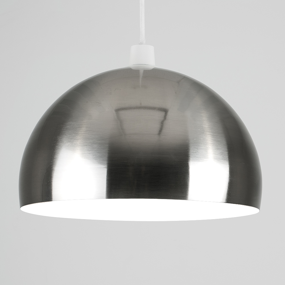 ValueLights Curva Brushed Chrome Metal Dome Pendant Shade Image 3
