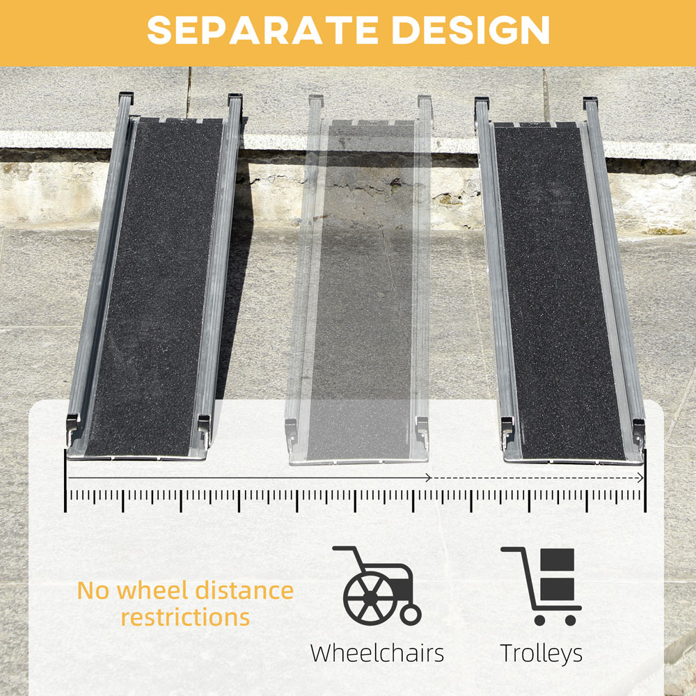 HOMCOM Folding Aluminium Telescopic Wheelchair Ramp Set of 2 Image 5