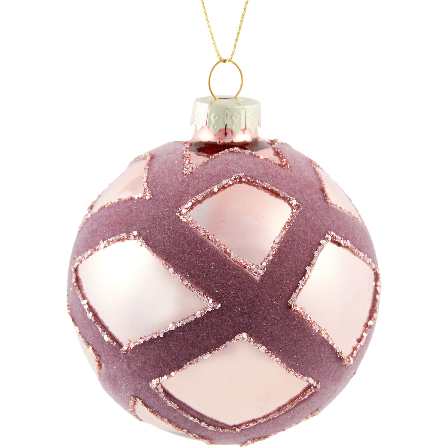 Dusky Rose Flocked Detail Bauble - Dusky Rose Image 1