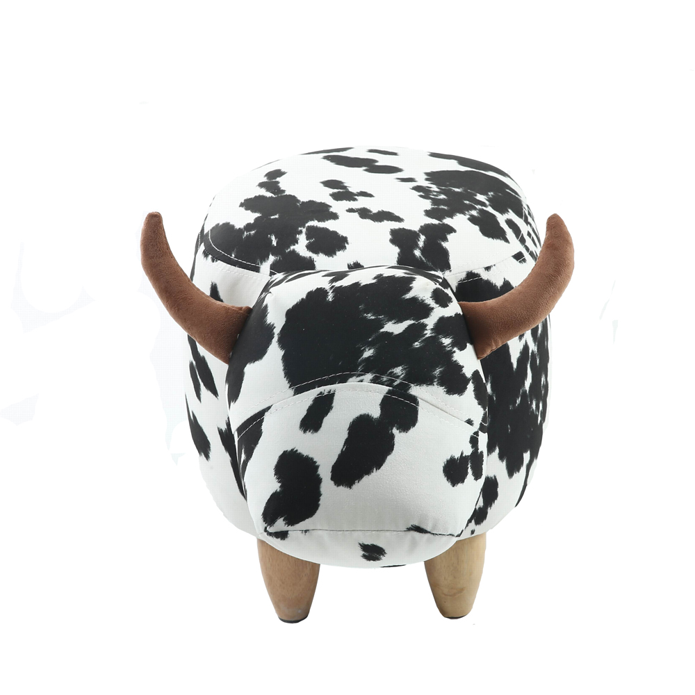 Gardeco Black And White Lulu The Spotted Cow Velvet Footstool Image 5