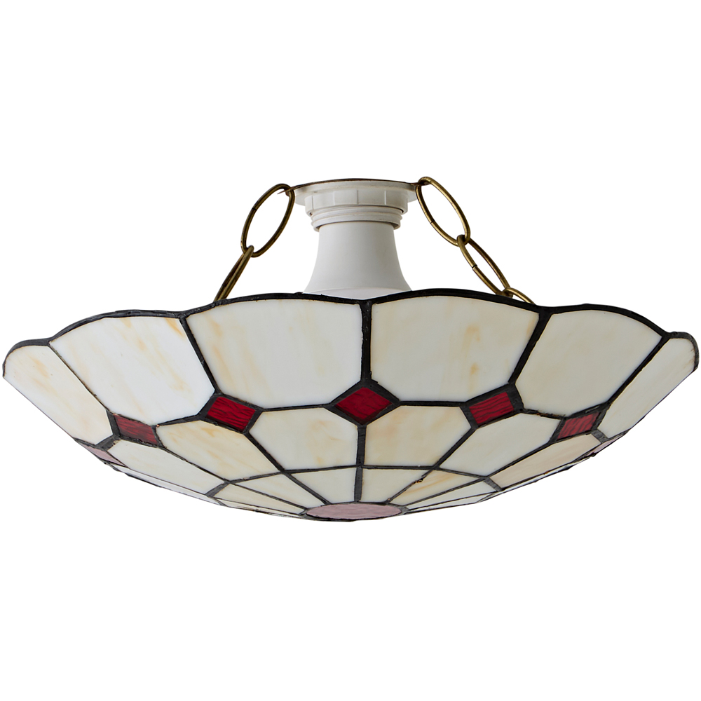 ValueLights Cortez Tiffany Style Traditional Red and Cream Pendant Light Shade Image 1