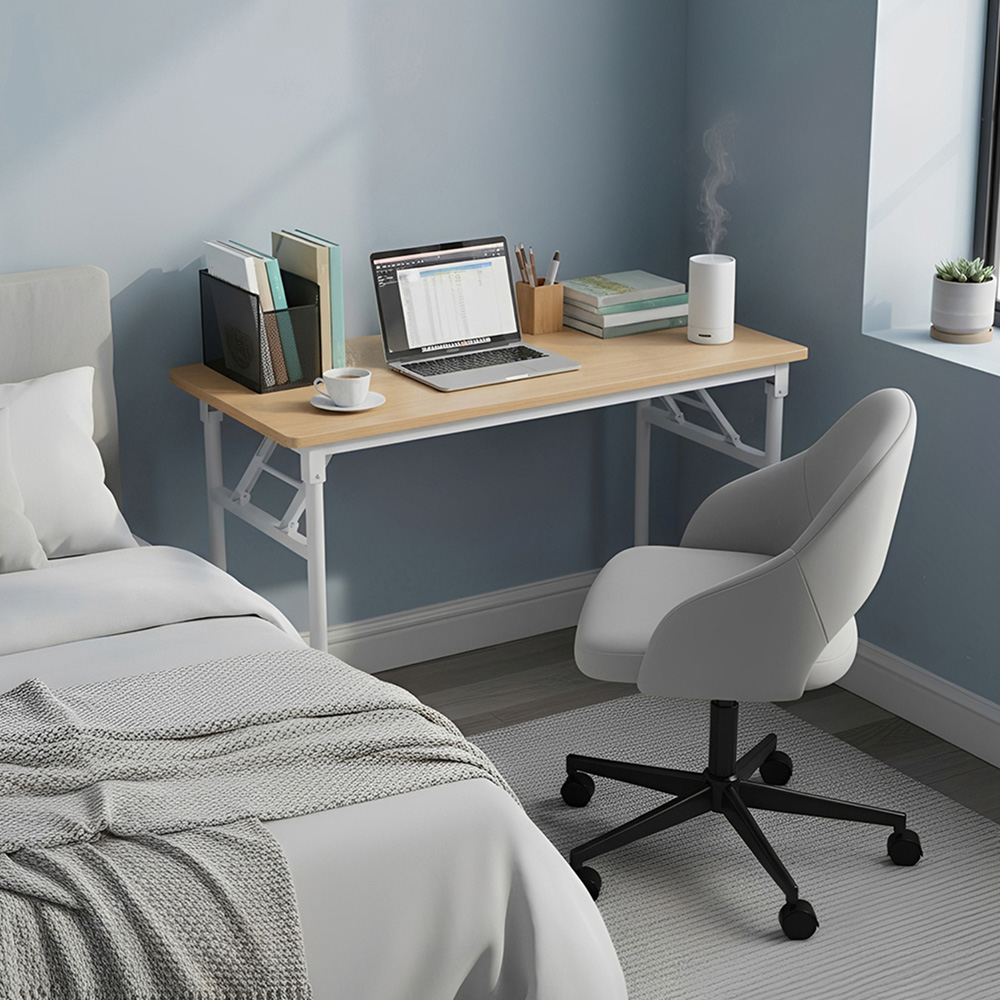 Living and Home Metal Frame Foldable Laptop Desk Natural Image 8