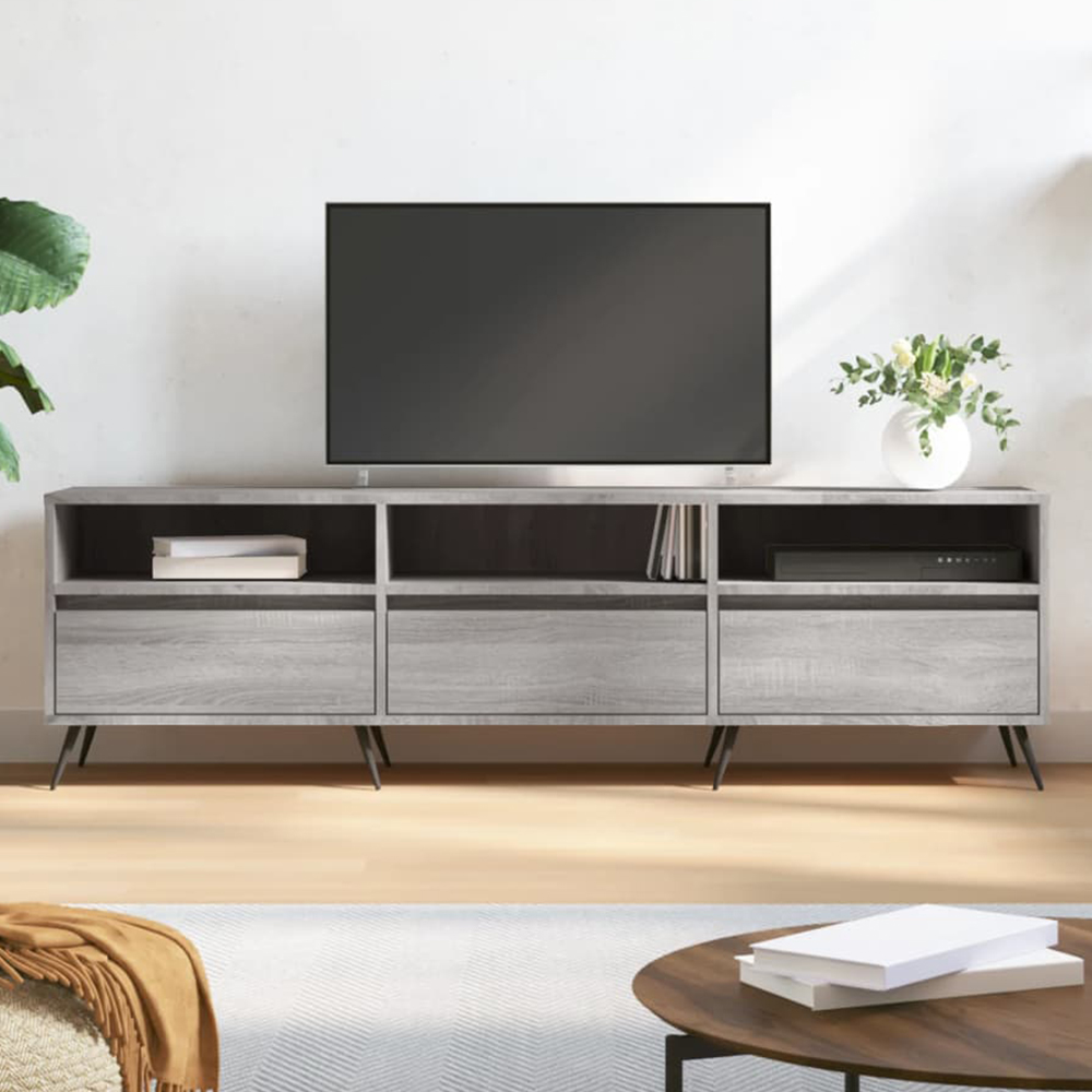 vidaXL 3 Drawer 3 Shelf Grey Sonoma TV Cabinet Image 1