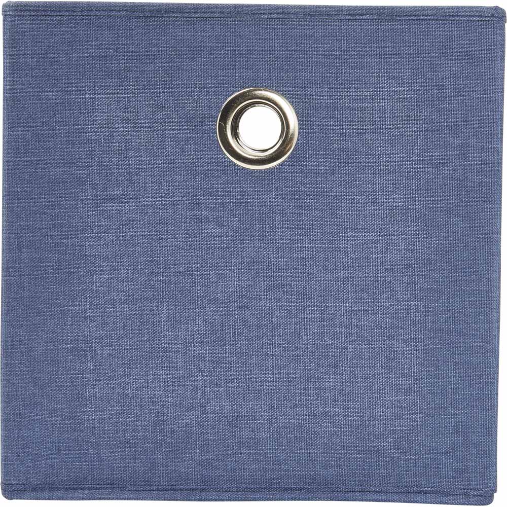 Wilko Blue Faux Linen Box 30x30cm Wilko