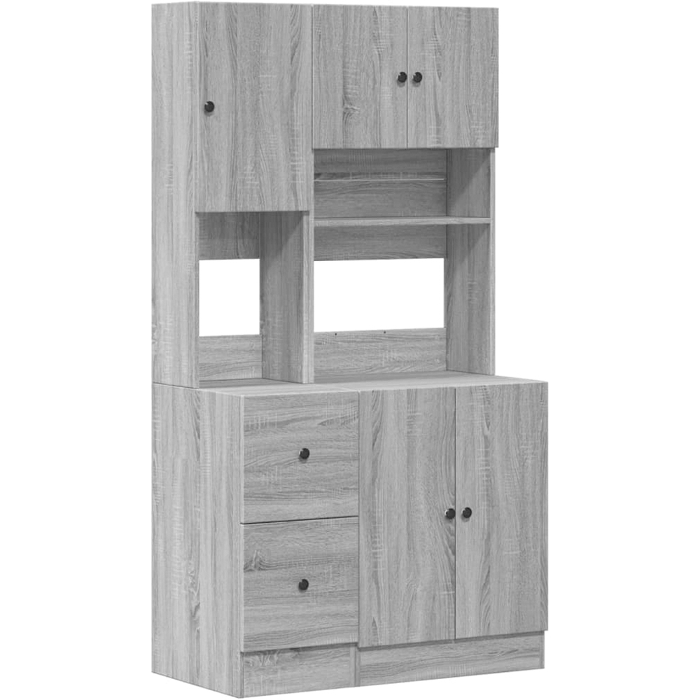vidaXL 5 Door 2 Drawer Single Shelf Grey Sonoma Kitchen Cabinet Image 2