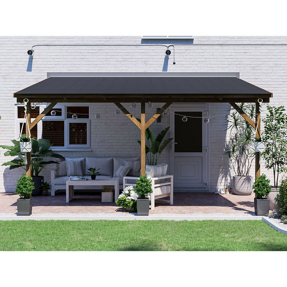 Dunster House Utopia 4 x 3m Brown Wall Mounted Superfelt Lean To Gazebo Image 3