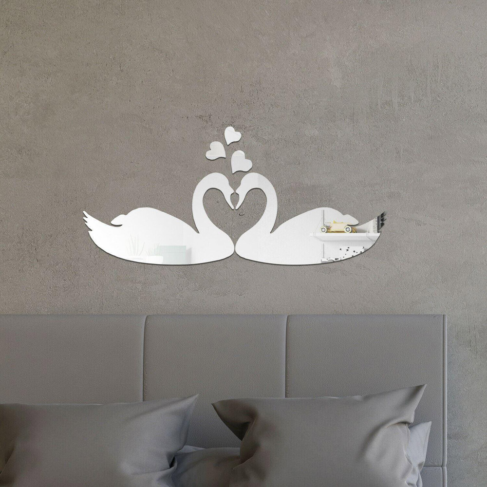 Walplus Romantic Swan Kiss Wall Mirror Sticker Image 1