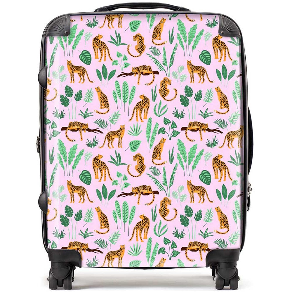 Warren Reed Designer Large Hand Drawn Leopards Suitcase Image 1