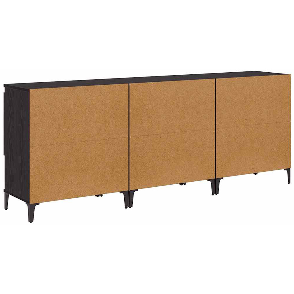 vidaXL 2 Door 2 Shelf Black Compact Sideboard Set of 3 Image 7
