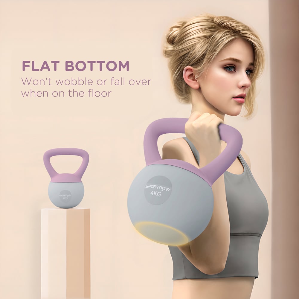 SPORTNOW Purple and Grey Kettlebell 4kg Image 8