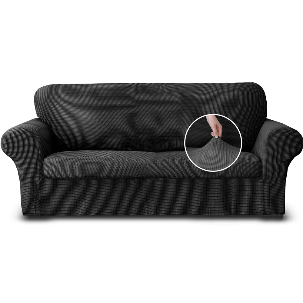 Homerepublic 3 Seater Black Delby Stretch Fit Sofa Cover Image 1