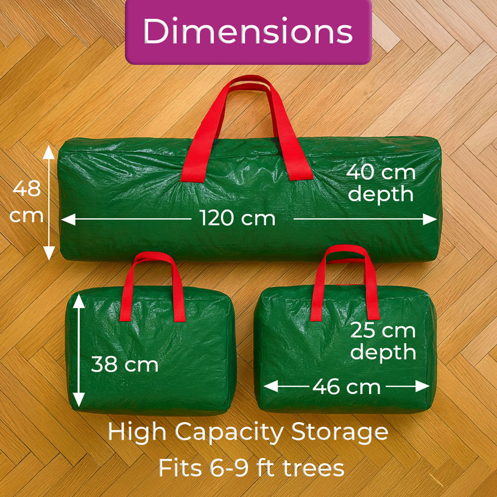 Neo 3 Piece Tree Light and Decoration Secure Seasonal Storage Bag Set Image 6