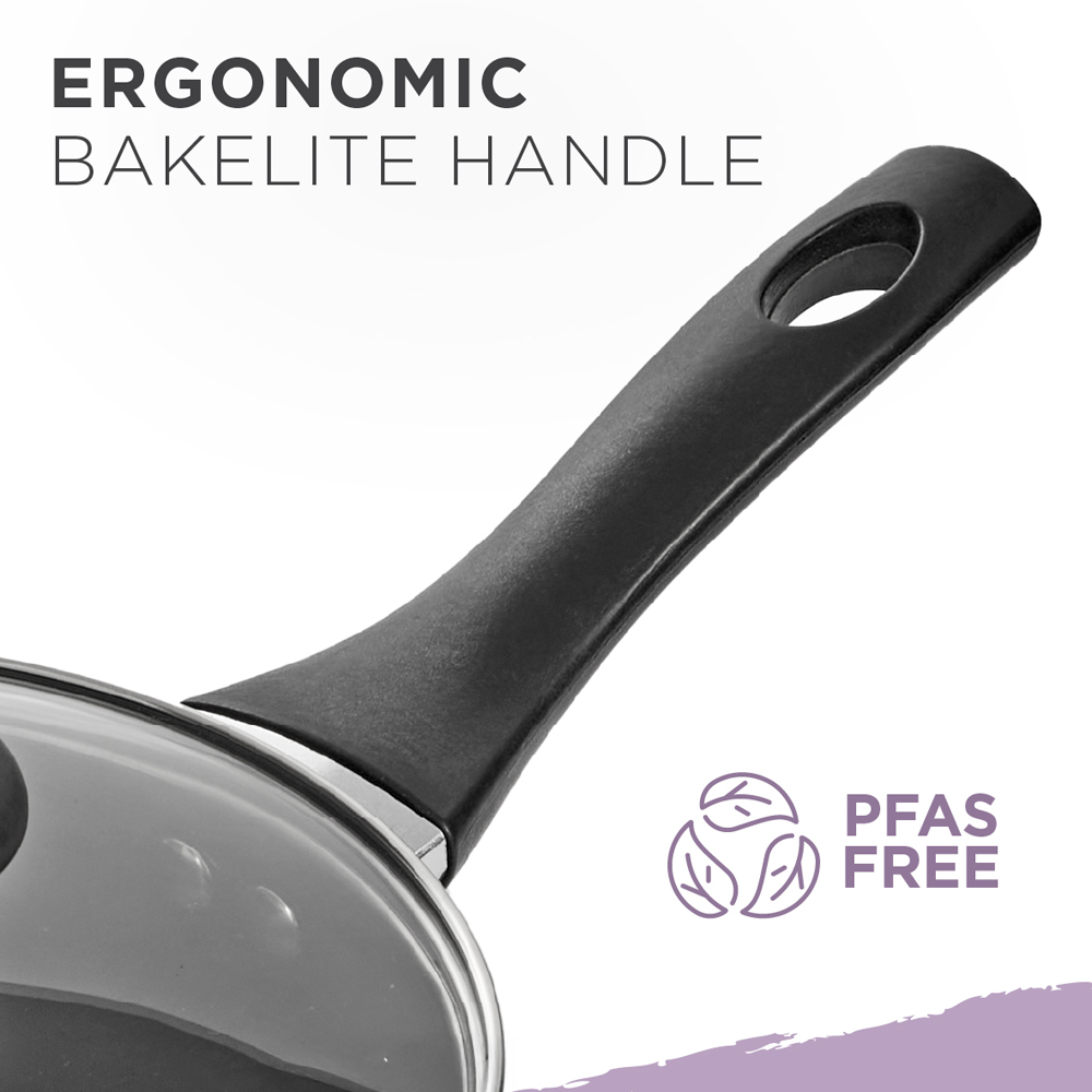 Blackmoor 18cm Black Ceramic Non-Stick Saucepan with Tempered Glass Lid Image 2
