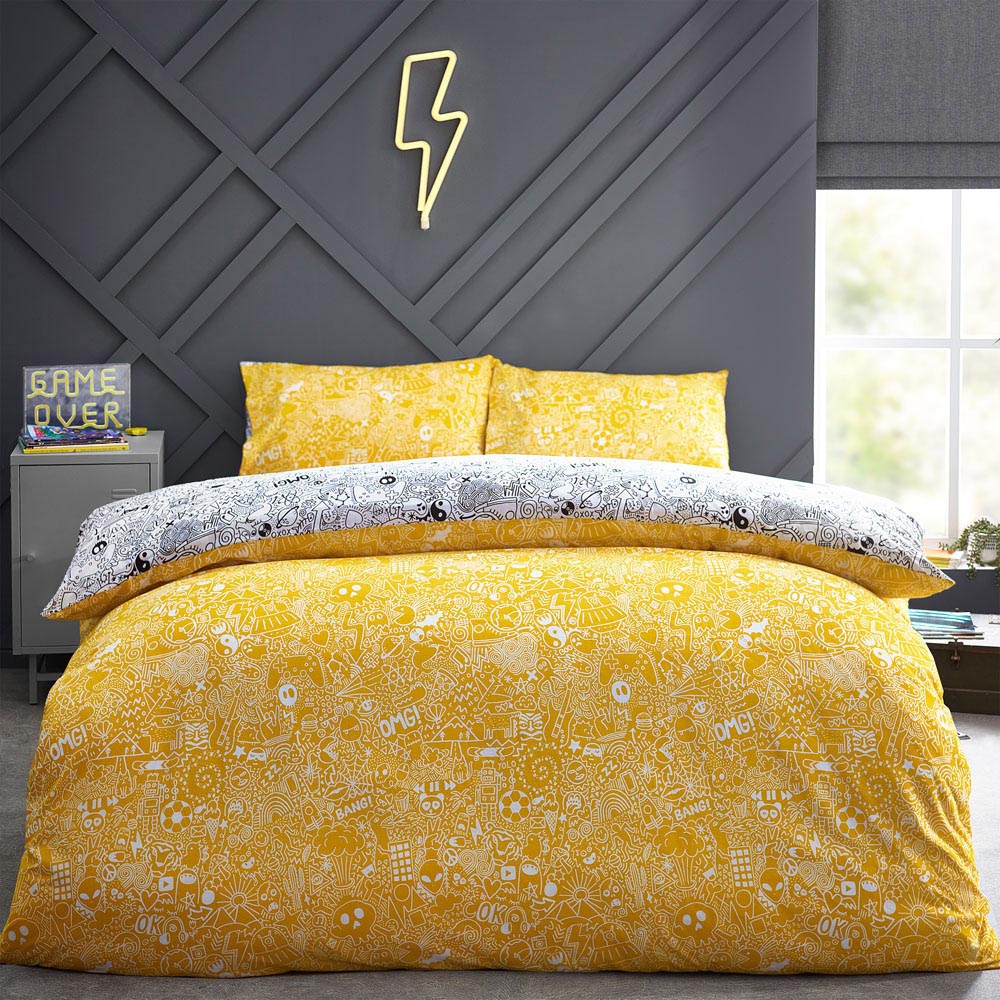 Style Lab Double Multicolour Doodles Duvet Cover Set Image 2