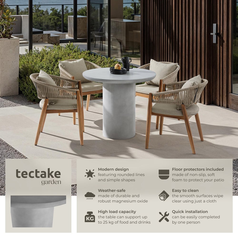 tectake Talmi Stone Grey Round Garden Table Image 6
