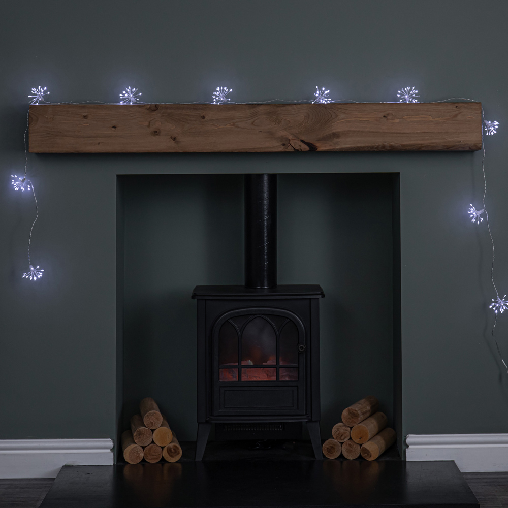Samuel Alexander 200 White LED Set of 10 Twinkling Christmas Starburst String Lights 2.7m Image 5