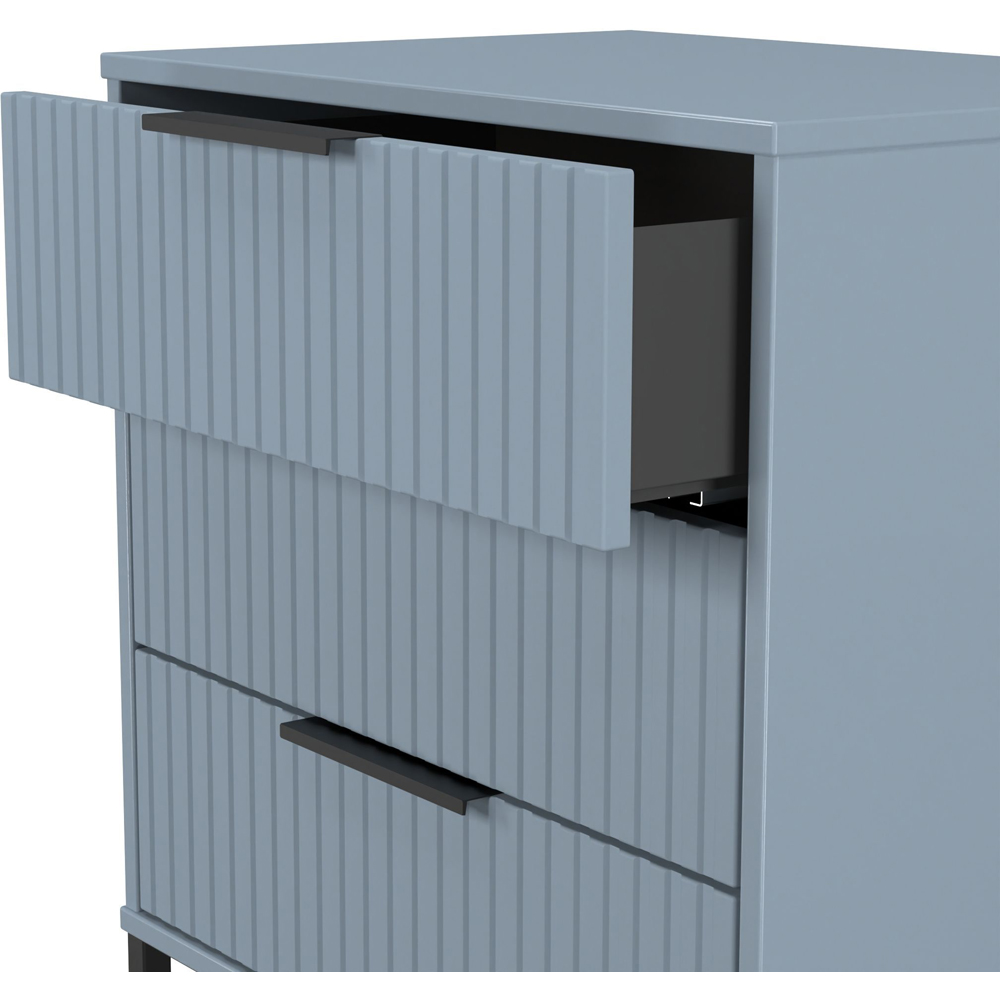 Crowndale Fluted 3 Drawer Denim Blue Midi Chest of Drawers Ready Assembled Image 6