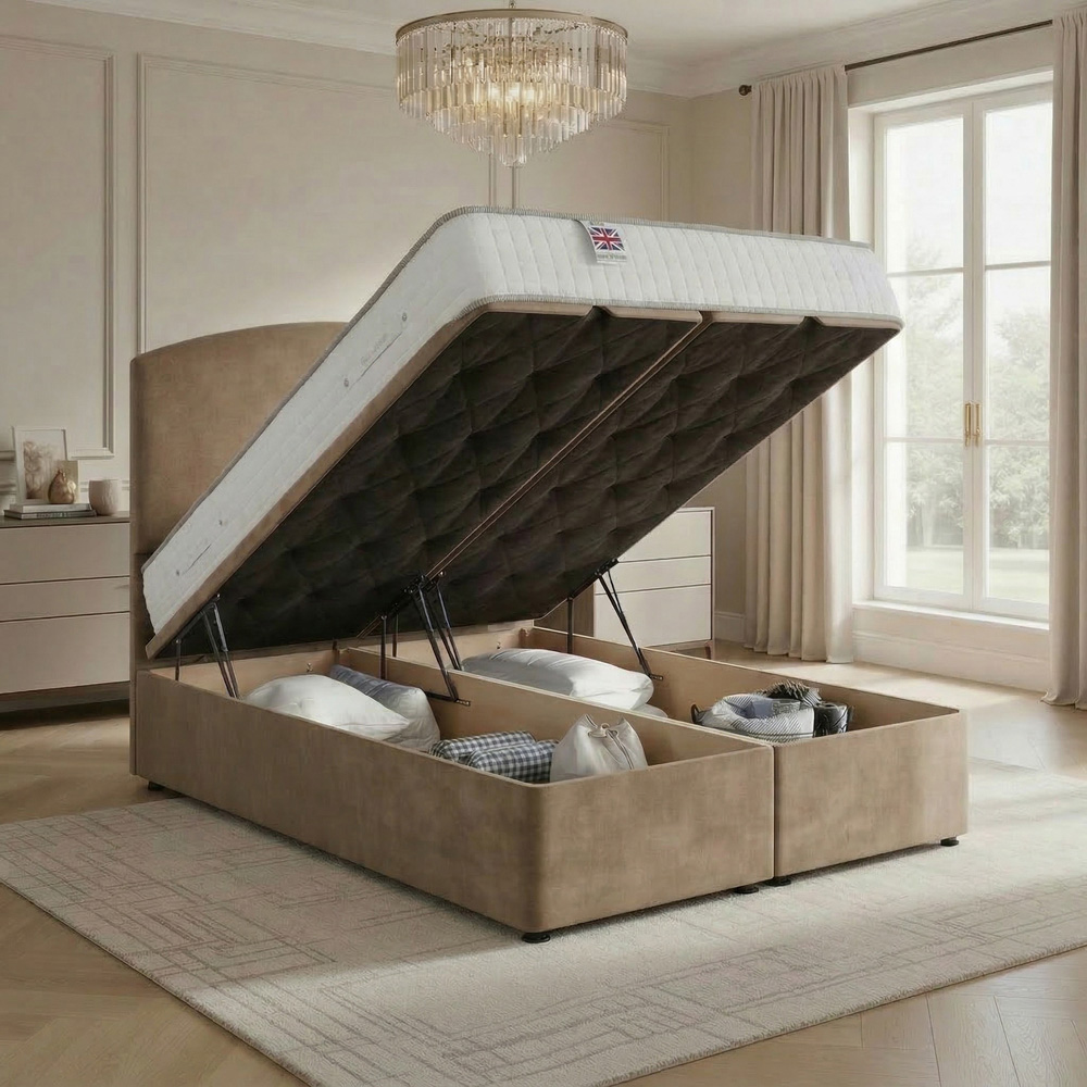 DS Living Opulence Double Mink Velvet Upholstered Ottoman Bed Image 2