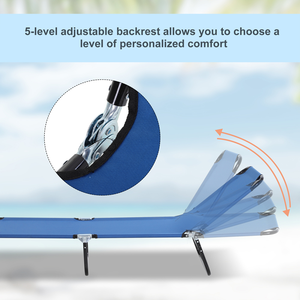 Outsunny Blue Portable Reclining Sun Lounger Image 4