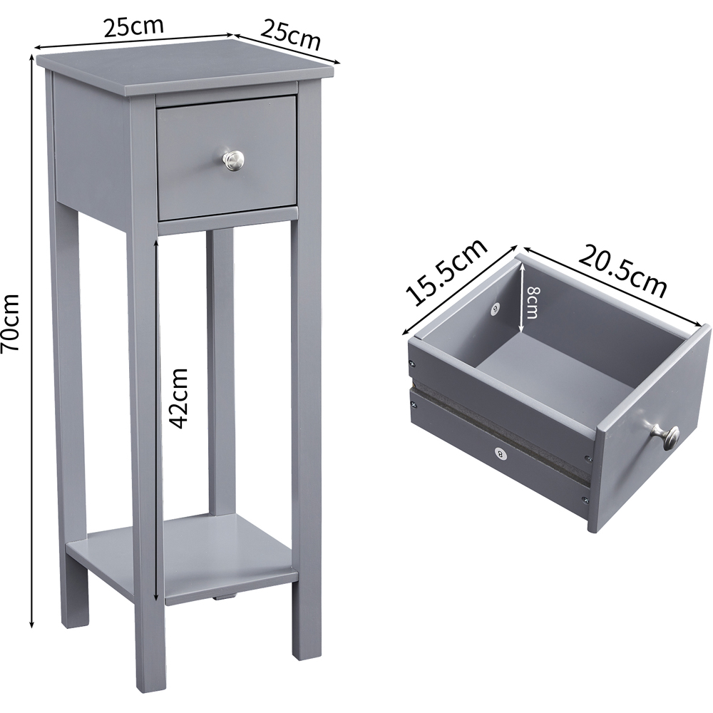 Brooklyn Amelia Single Drawer Single Shelf Grey Solid Wooden Bedside Table Image 8