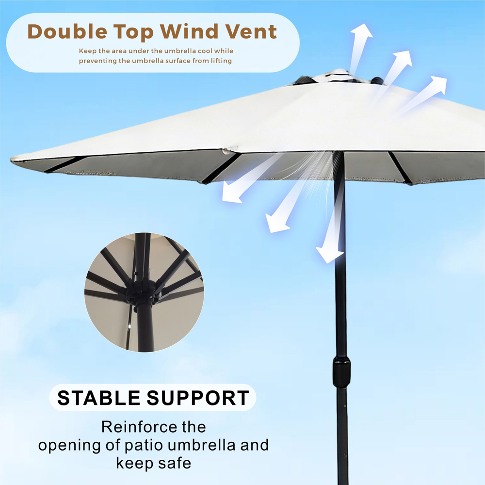 Direct Wicker Light Beige Crank Classic Straight Parasol 2.94m Image 5