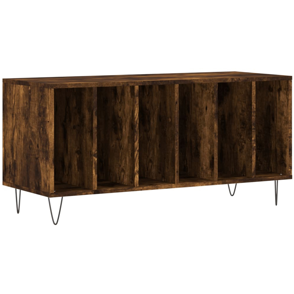 vidaXL 6 Shelf Smoked Oak Record Cabinet Image 2