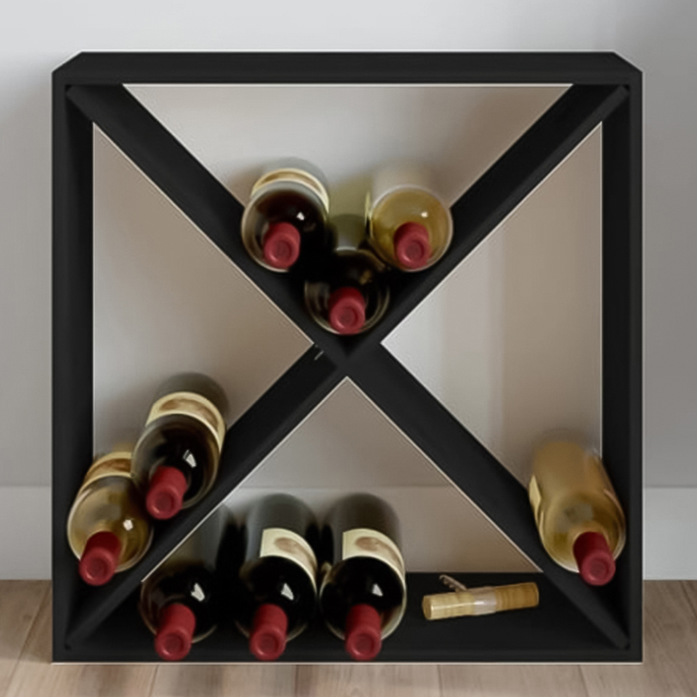 vidaXL 4 Shelf Black Freestanding Wine Cabinet Image 1