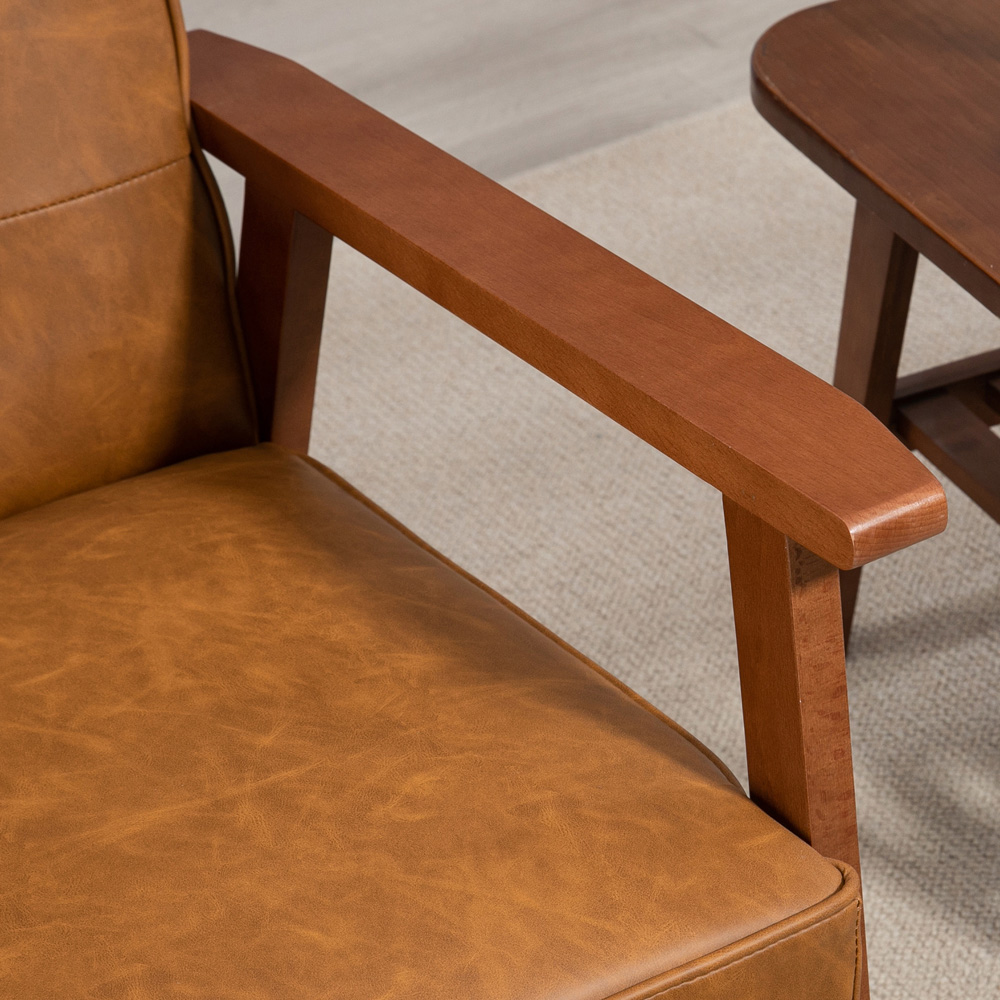 HOMCOM Brown PU Leather Accent Armchair Image 3