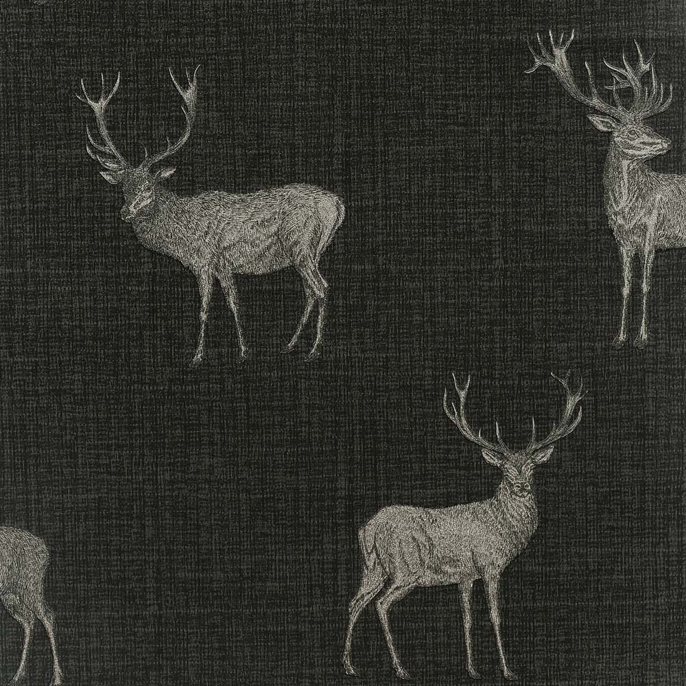 Arthouse Heritage Stag Charcoal Grey and Copper Wallpaper Image 1