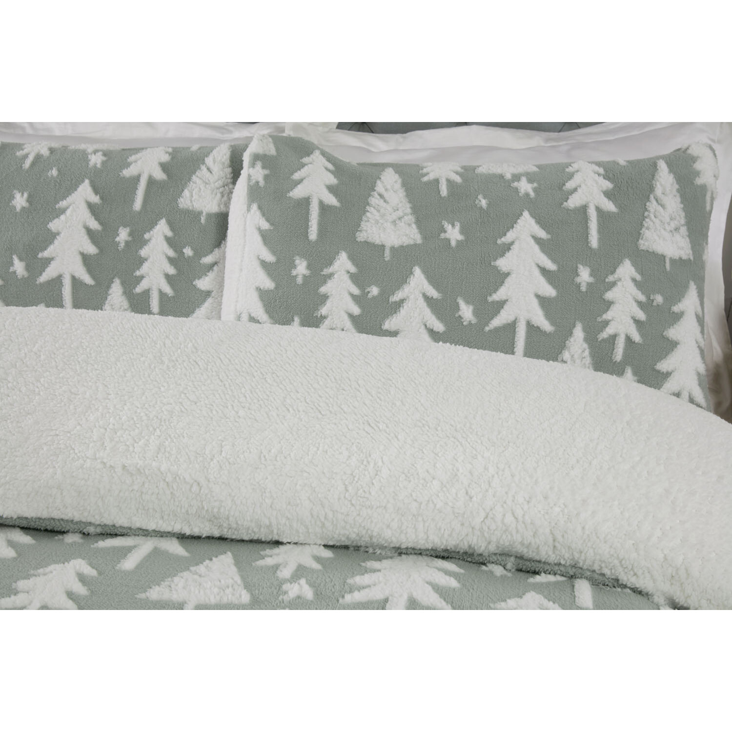Christmas Tree King Sage Fleece Duvet Cover Set Image 3