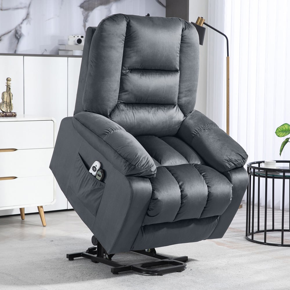 HOMCOM Grey Lift Chair with Vibration Massage and Heat Image 1