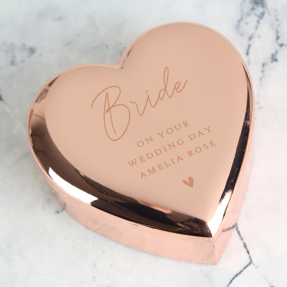 Personalised Memento Personalised Free Text Rose Gold Heart Trinket Box Image 4