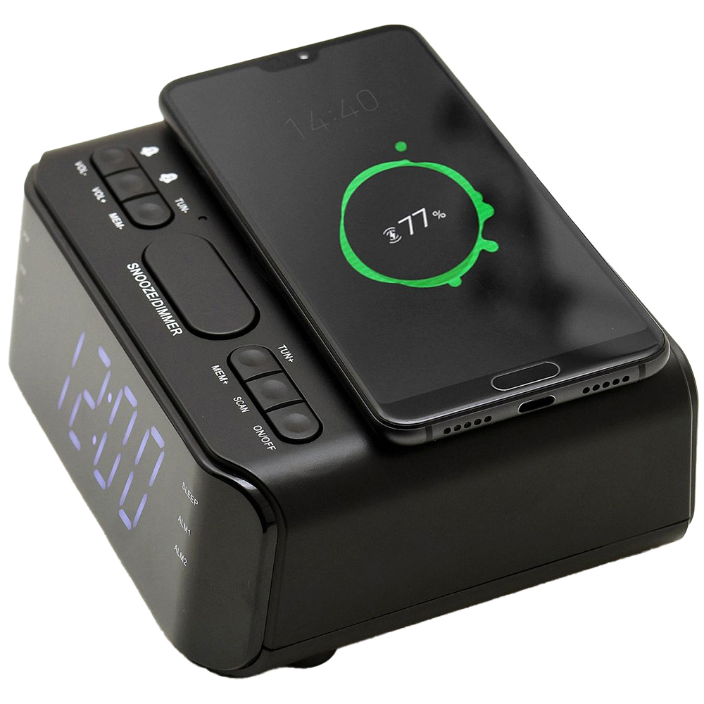 Groov-e Atlas Alarm Clock Radio with USB and Wireless Charging Image 4