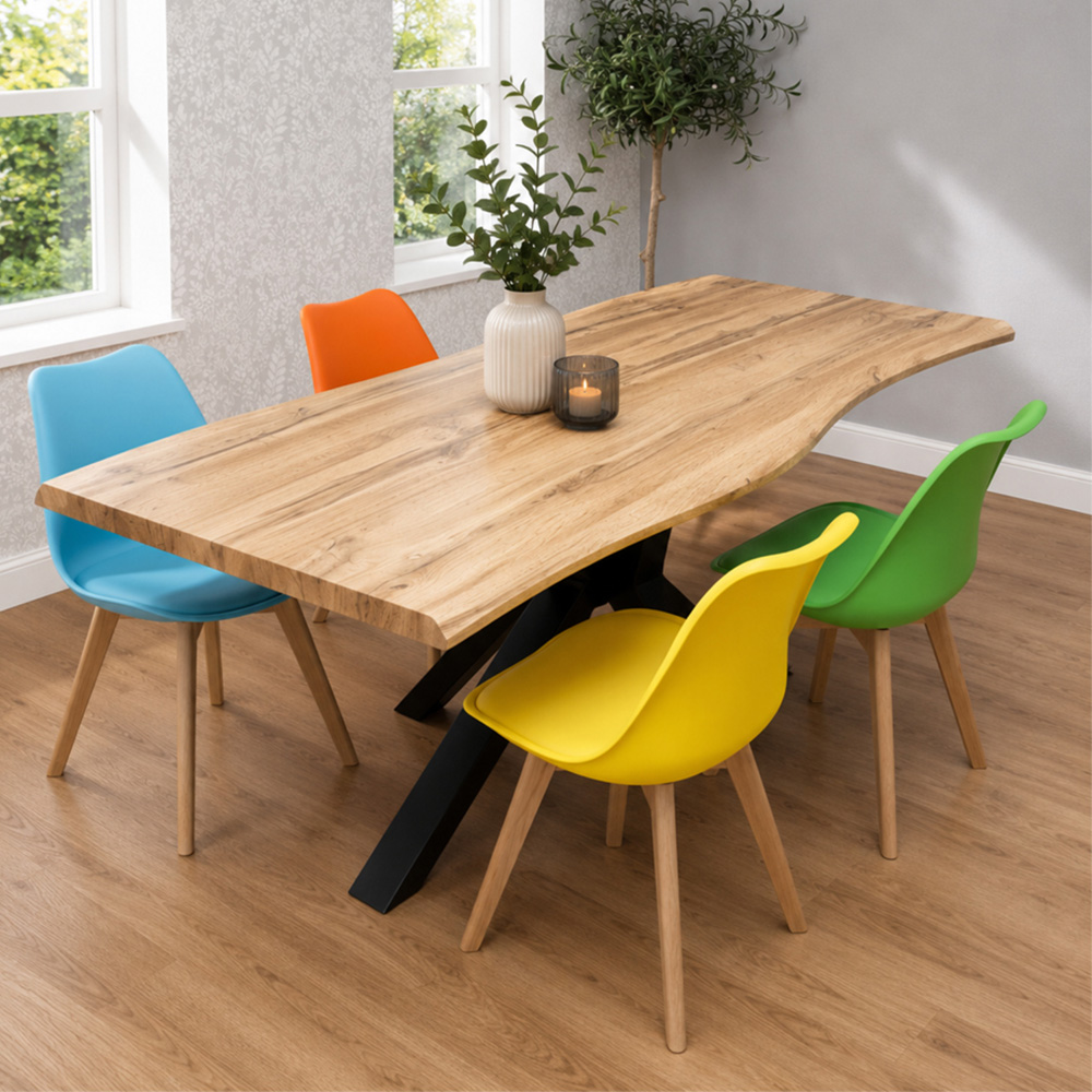 Portland 4 Seater Faux Leather Plastic Wooden Dining Set Multicolour Image 1