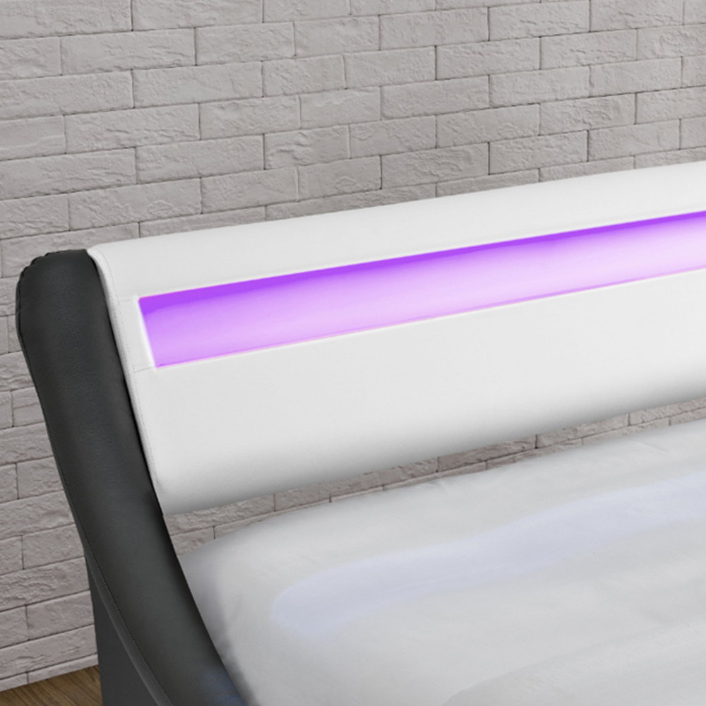 Home Detail Galaxy King Size Black And White Faux Leather Ottoman Bed Frame Image 3