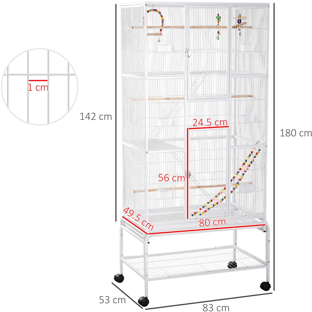 PawHut White Bird Cage with Stand Image 9