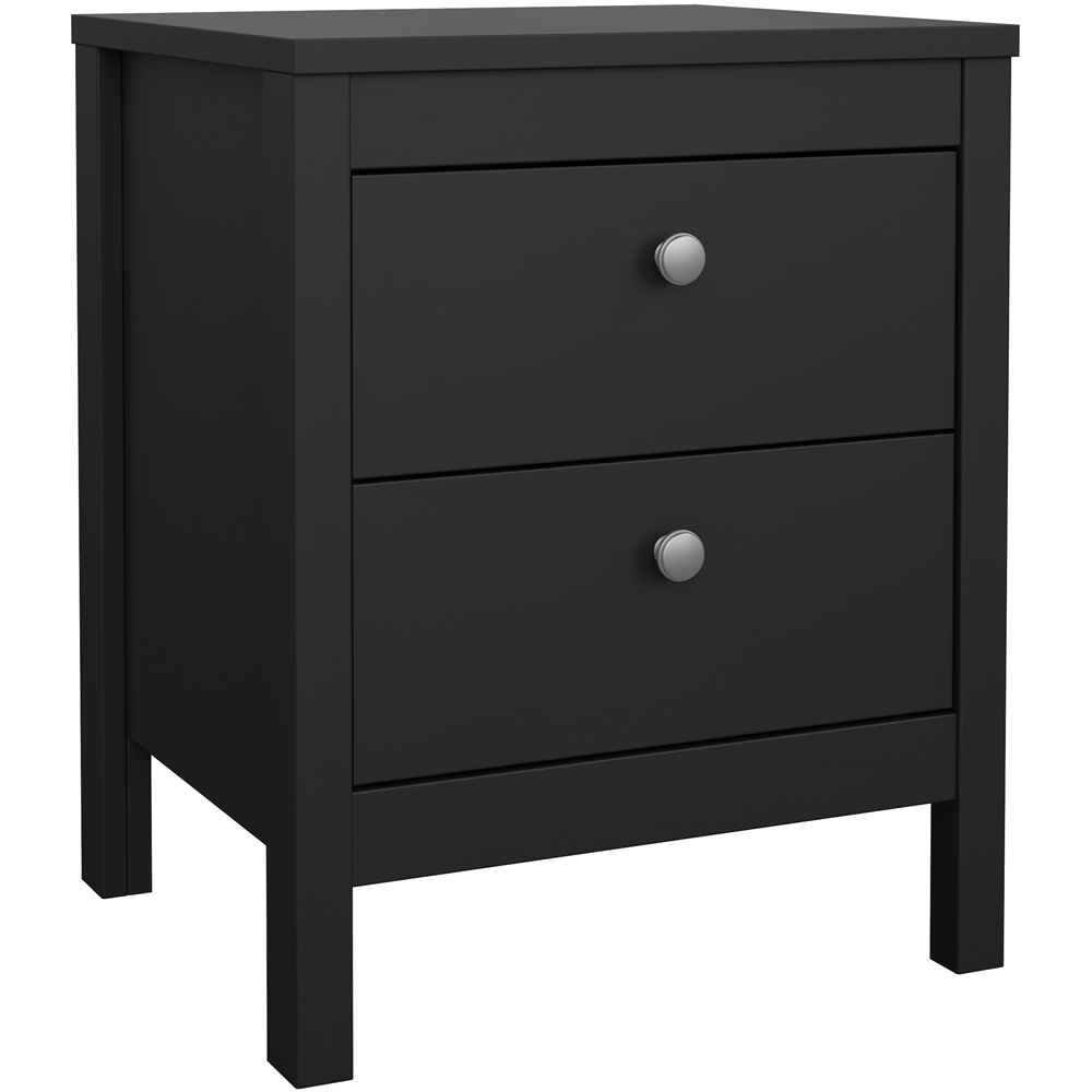 Florence Madrid 2 Drawer Matt Black Bedside Table Image 2