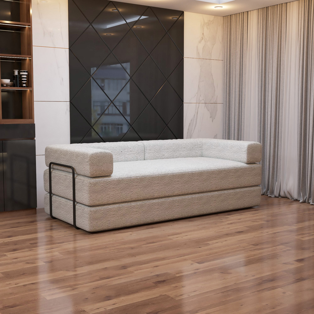 Sliding Wardrobes 4U 3 Seater Camel Larry Fabric Sofa Bed Image 2