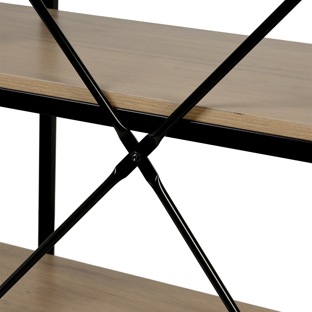 H&O Direct 5 Shelf Wood and Metal Industrial Bookshelf Image 6