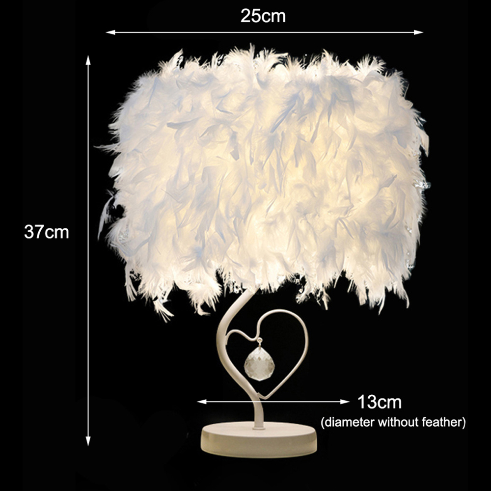 Living and Home Feather White Table Lamp Image 9