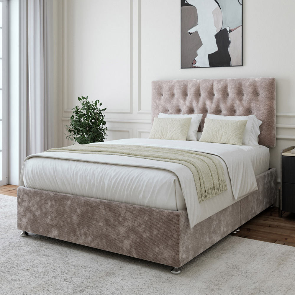 Bedmaster Single Silver Chenille Divan Base Image 1