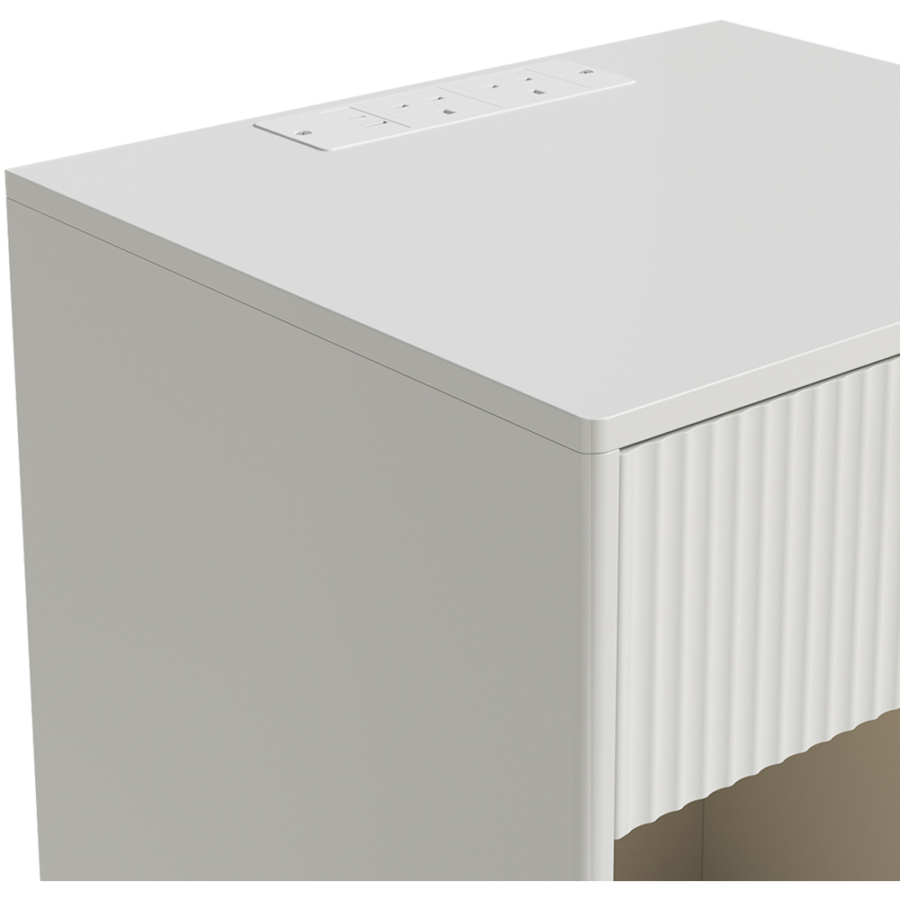 Living and Home Single Drawer White Bedside Table with Power and RGB Light Strip Set of 2 Image 6