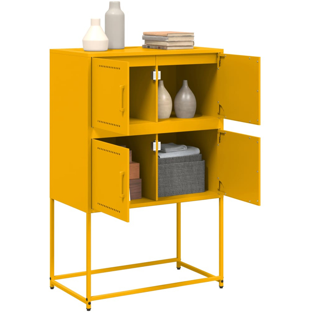 vidaXL 4 Door Mustard Yellow Industrial Metal Sideboard Image 5