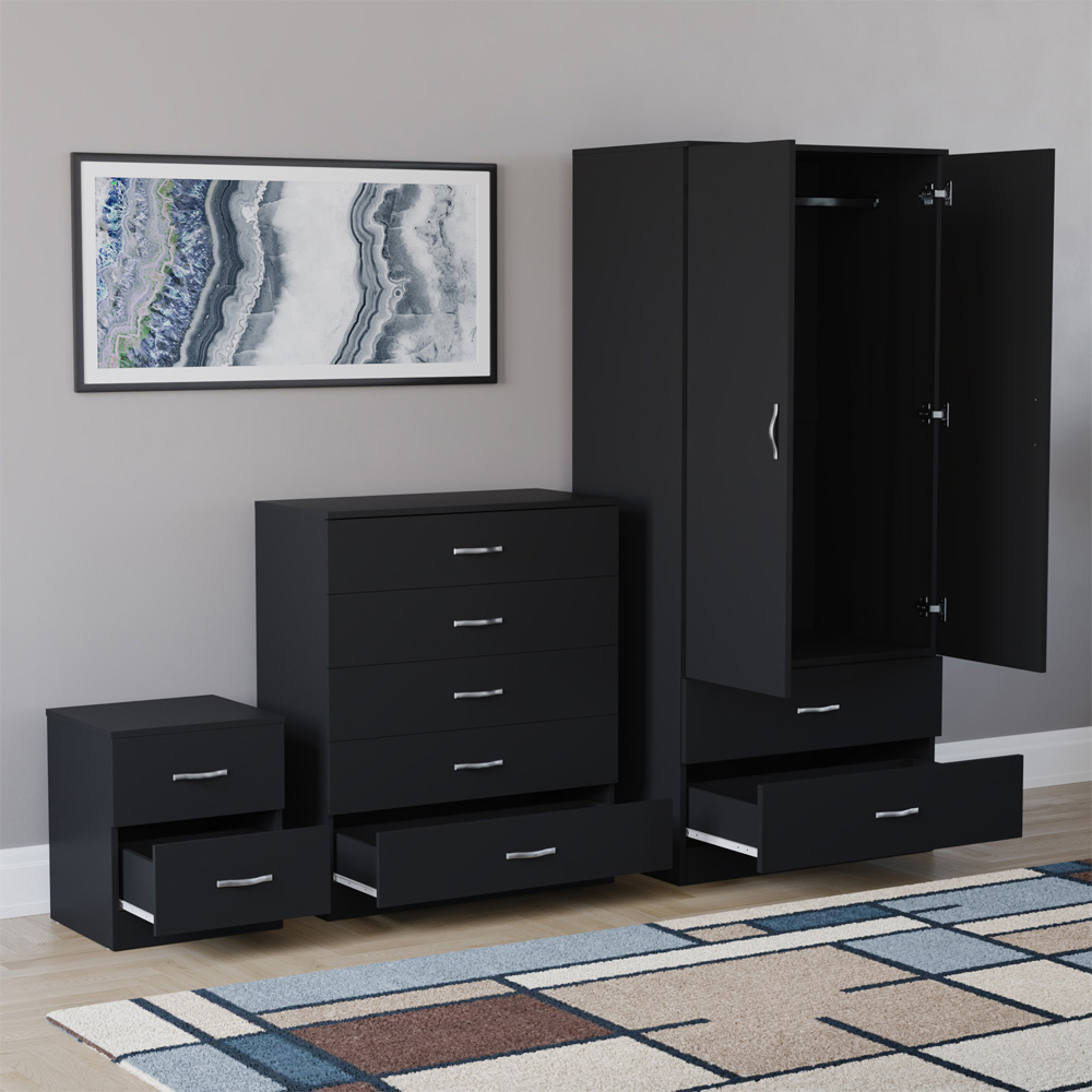 VIDA DESIGNS Riano Black 3 Piece Bedroom Furniture Set Image 4