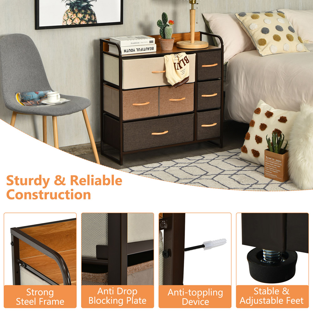 Costway 7 Drawer Wooden Top Chest of Drawers Image 7