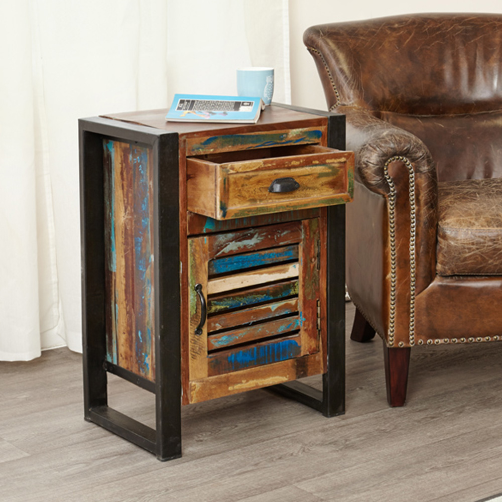 Baumhaus Urban Chic Single Door Single Drawer Lamp Table Image 5
