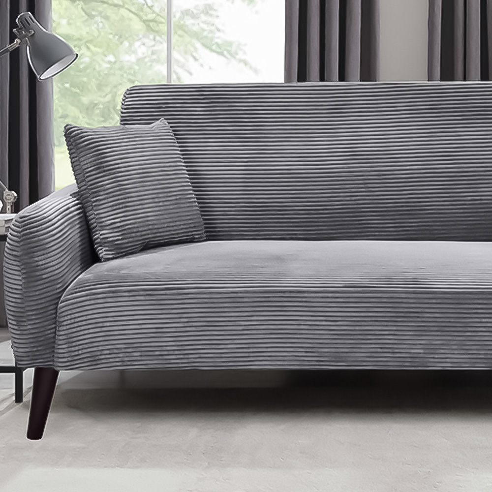 Brooklyn 3 Seater Grey Jumbo Cord Sofa Image 2