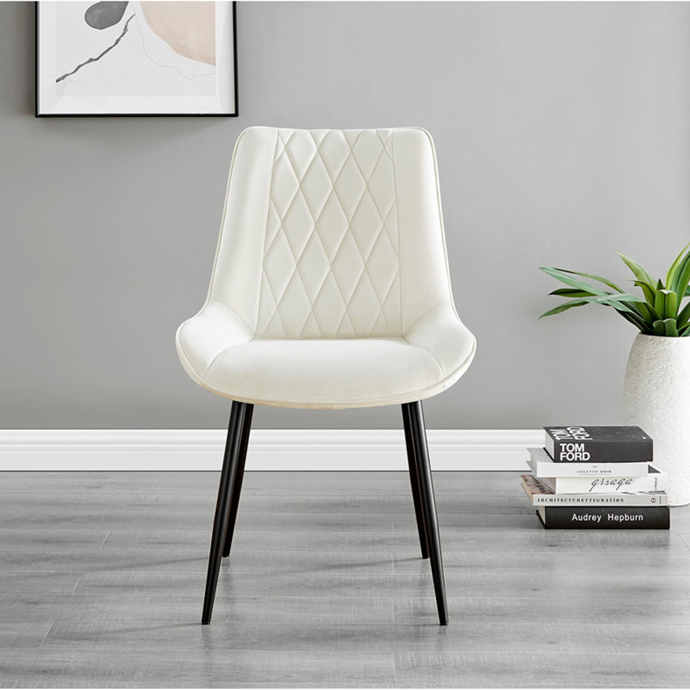 Furniturebox Arona Cesano 4 Seater Round Dining Set Grey Black and Cream Image 3