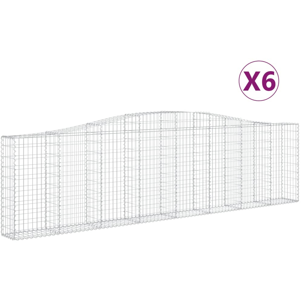 vidaXL Silver Galvanised Iron Arched Gabion Basket 400 x 30 x 100/120cm 6 Pack Image 4