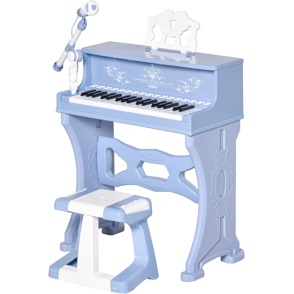 Tommy Toys Blue Kids 37 Key Piano Keyboard with Microphone and Stool Image 1